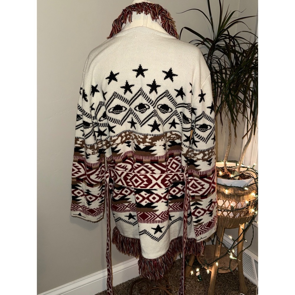 Scotch Soda Amsterdam Bohemian Aztec Star Fringe Kimono Cardigan Sweater - Picture 9 of 15